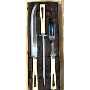 Vintage Stanley Bakelite 4 Pc Cutlery Carving Serving Knife Set Orig Box Damage